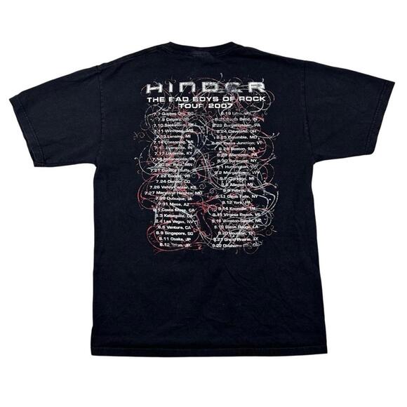Hinder 2007 Tour T-Shirt Medium Hanes Heavyweight Rock Band Tee Double Sided - Picture 2 of 9